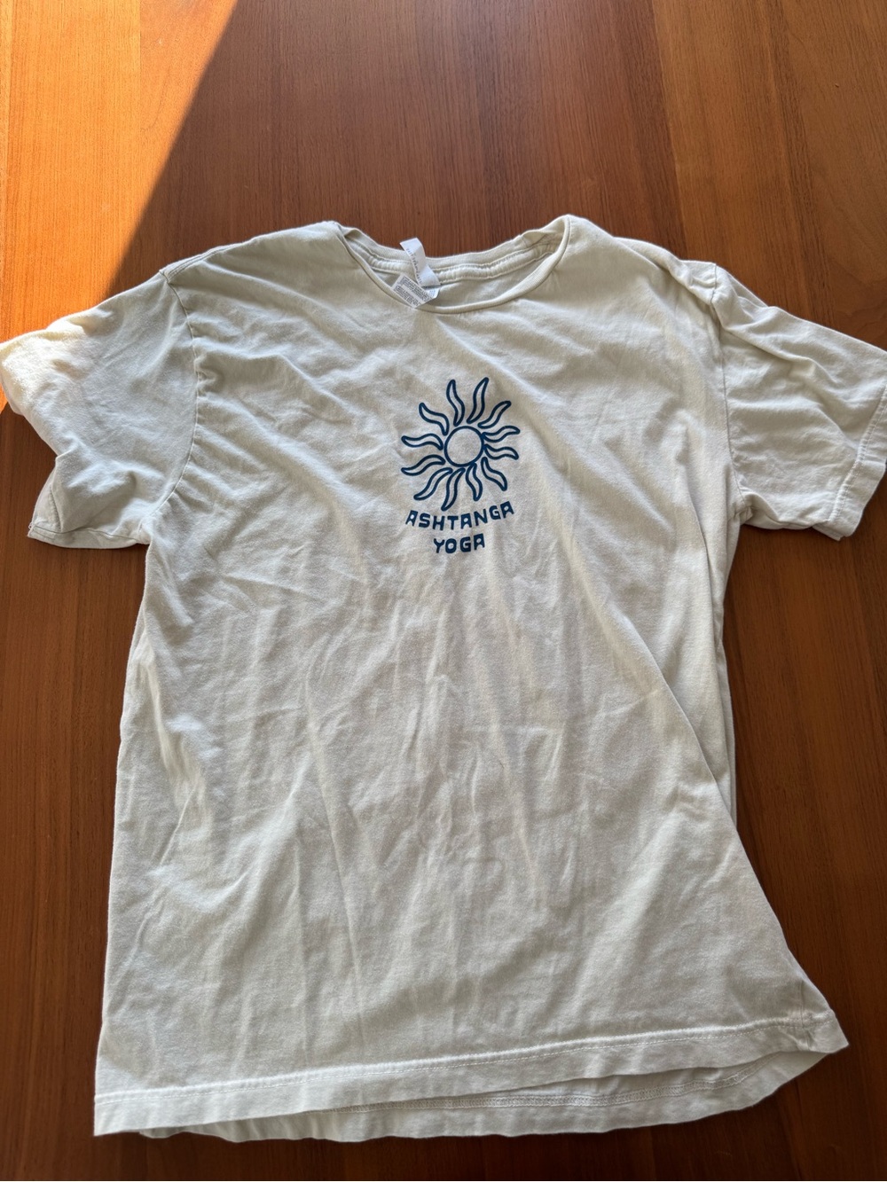 Ashtanga Yoga Sun Graphic Tee - Cream with Navy Print TWO SHIRTS